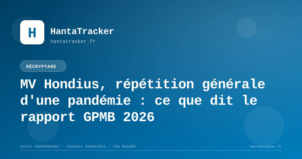 MV Hondius, répétition générale d'une pandémie : ce que dit le rapport GPMB 2026 — HantaTracker